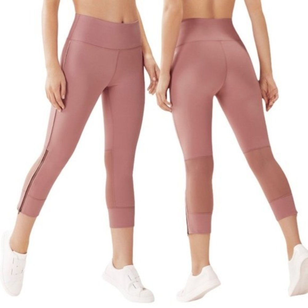Fabletics Demi Lovato Define High Waisted Capri Zipper Mesh Leggings